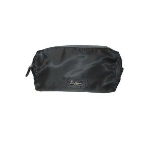 *Salvatore Ferragamo 'Parfume' Black Sateen Make-up Cosmetic Travel Clutch